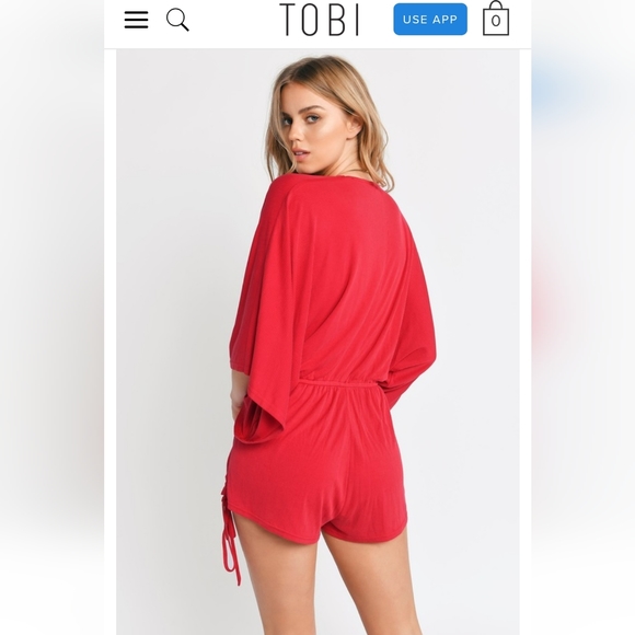 🏷TOBI NWOT GIRL POWER RED FRONT TWIST ROMPER - XS - Picture 3 of 7